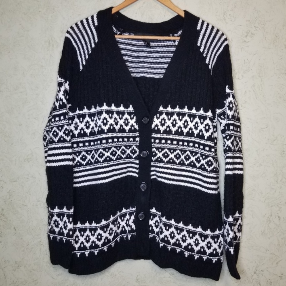 Forever 21 Black & White Cardigan Size Large